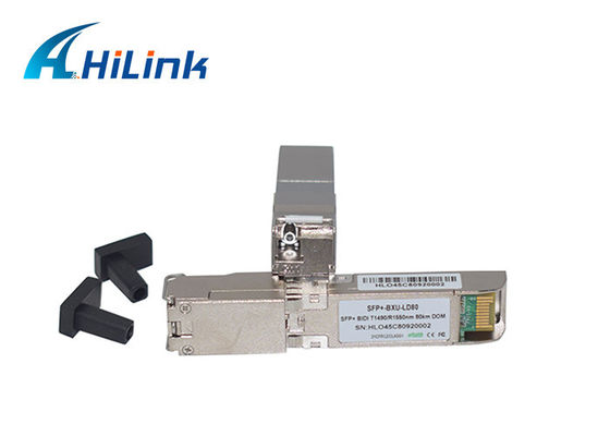 Simplex LC Connector WDM Fiber Optic 10G BIDI SFP+ 80Km 1490/1550nm DDM