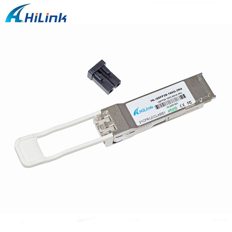 100Gb/s 80km QSFP28 Transceiver Hot Pluggable, Duplex LC Connector, EML+PIN with SOA Single mode DDM