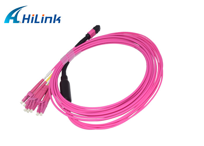 8 тип женщина гибкого провода 5M волокна MM 50/125um OM4 LSZH дуплекса ядра b MPO - 4 LC/UPC
